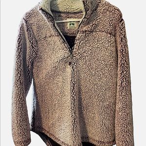 GREENTEA brown fluffy zip up teddy jacket